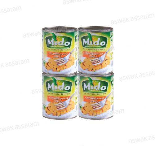 LOT DE 4 BOITES DE CHAMPIGNONS COUPES 184G MIDO (3 ACHETES = 1 GRATUIT)