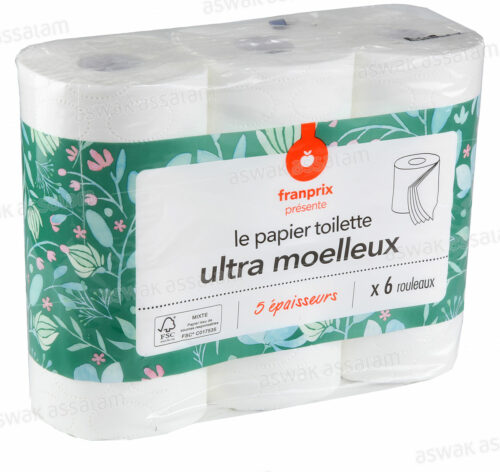 PAPIER HYGIENIQUE 5 PLIS 6 ROULEAUX FRANPRIX