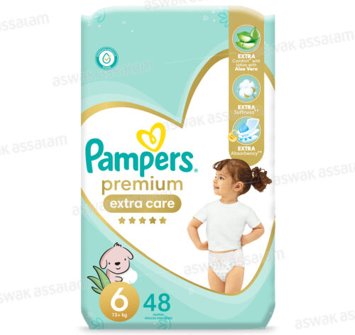 COUCHES BEBE PREMIUM EXTRA CARE TAILLE 6 48 UNITES SAVING PACK PAMPERS