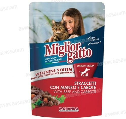 STRACCETTI POUR CHAT AU BOEUF ET CAROTTES 100G MIGLIOR GATTO MORANDO