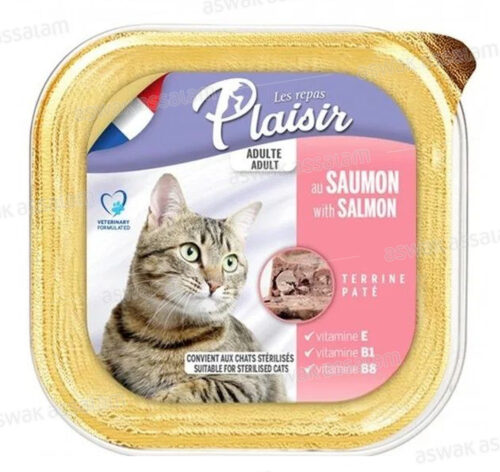 TERRINE PATE POUR CHAT ADULTE AU SAUMON 100G LES REPAS PLAISIR