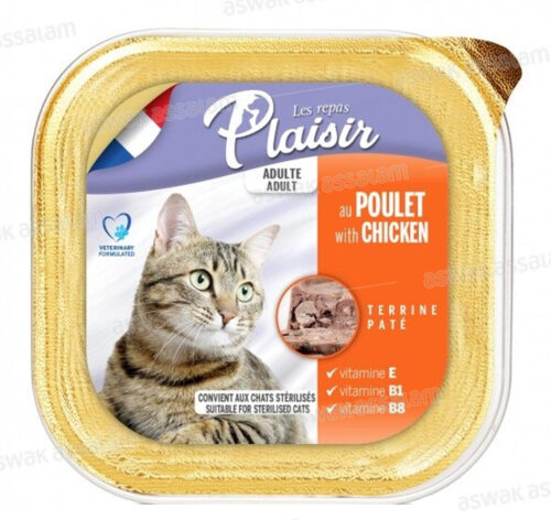 TERRINE PATE POUR CHAT ADULTE AU POULET 100G LES REPAS PLAISIR