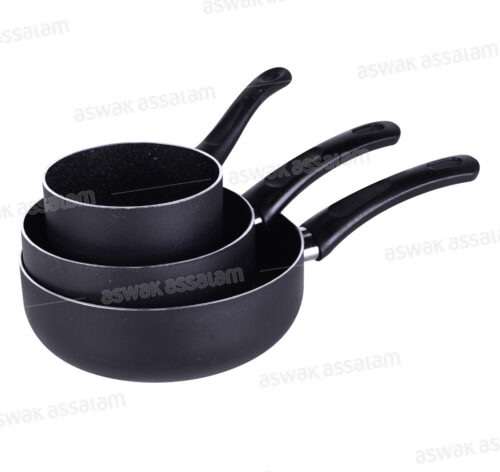 SET DE 3 CASSEROLES REVETEMENT EN GRANITE 12-16-20CM