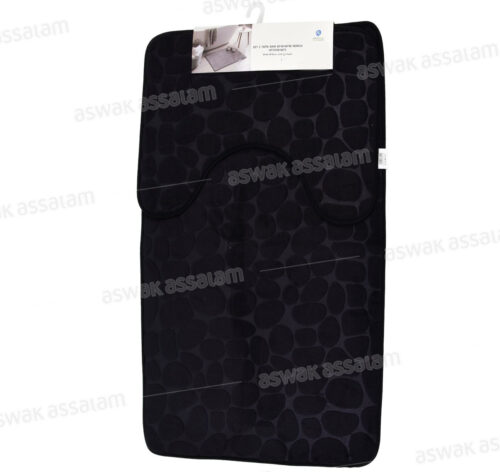 SET DE 2 TAPIS DE BAIN NOIRS 60*40CM + 60*90CM