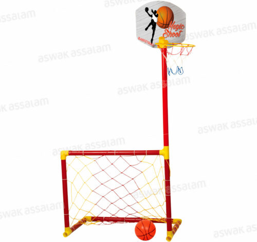 POTEAU DE FOOTBALL ET PANNEAU DE BASKETBALL AVEC BALLE (2EN1) 61,5*126,5CM