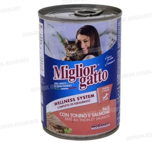 PATE POUR CHAT AU THON ET SAUMON 400G MIGLIOR GATTO MORANDO